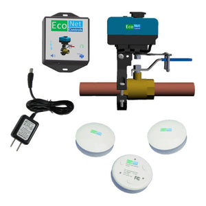 Econet Controls EVC300-HC2LXL-SK3 Wi-Fi Bulldog-JW Smart Water Valve with 3 Water Leak Sensors